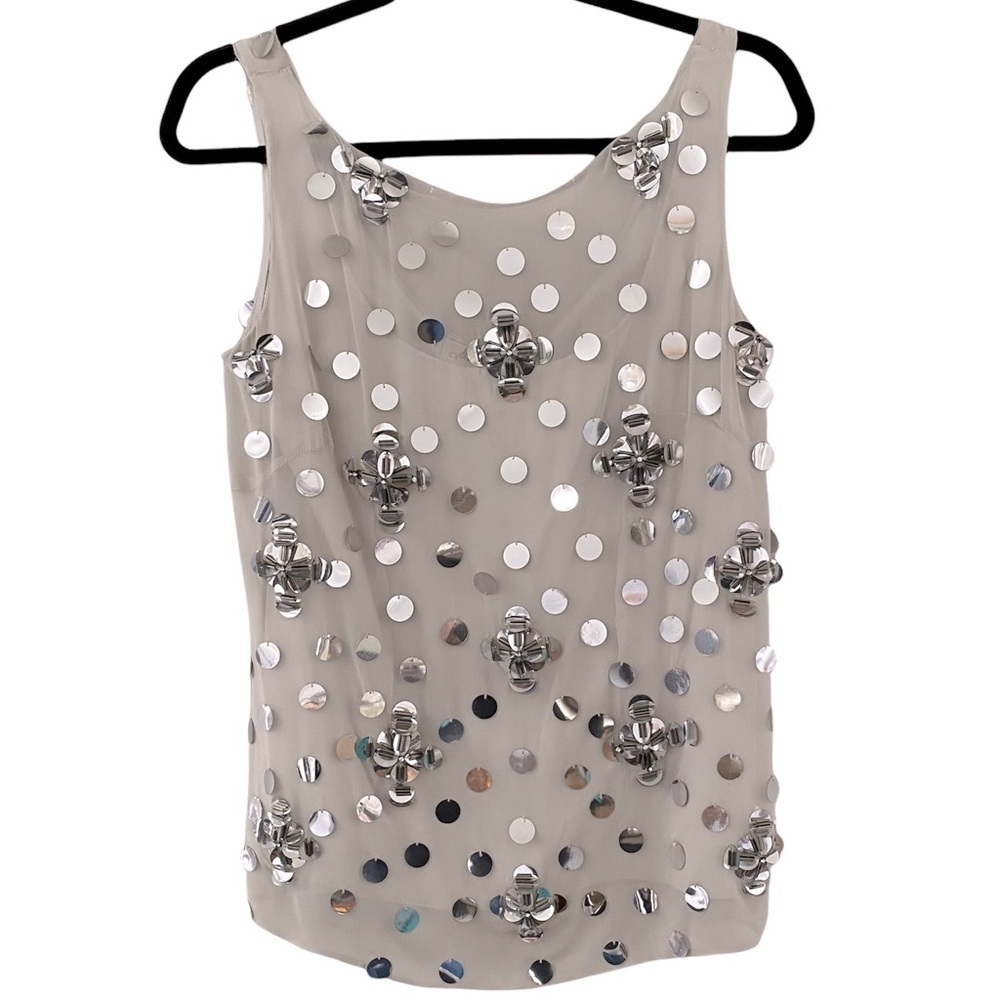 Milly of New York Mirrored Sequin Silk Sleeveless Top